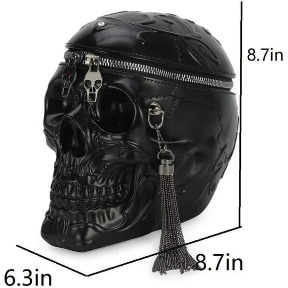 Women's Skull Purse Gothic Crossbody Handbag Shoulder Bag Holiday Gift White
